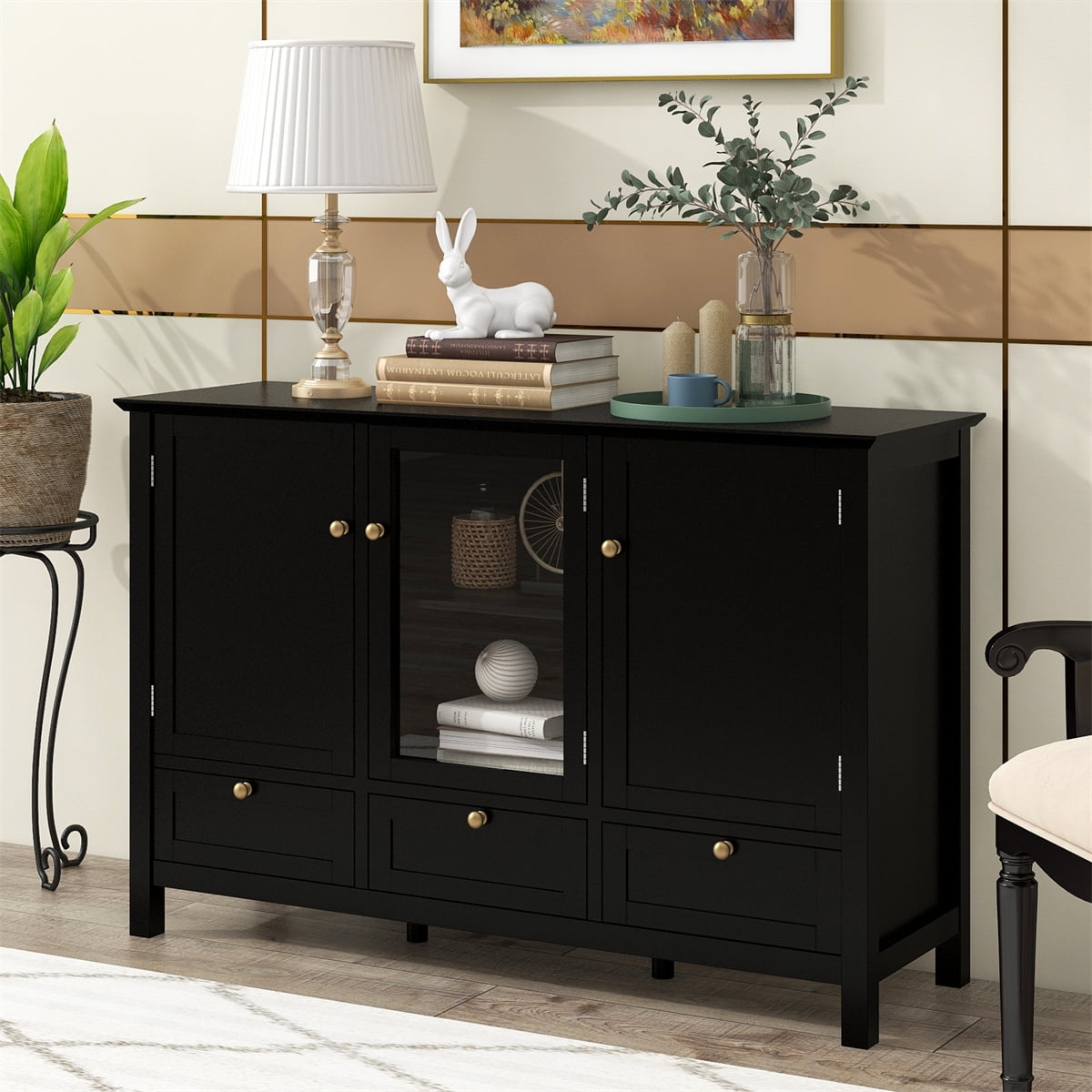 Accent Storage Console Table Sofa Table with 2 Doors,3