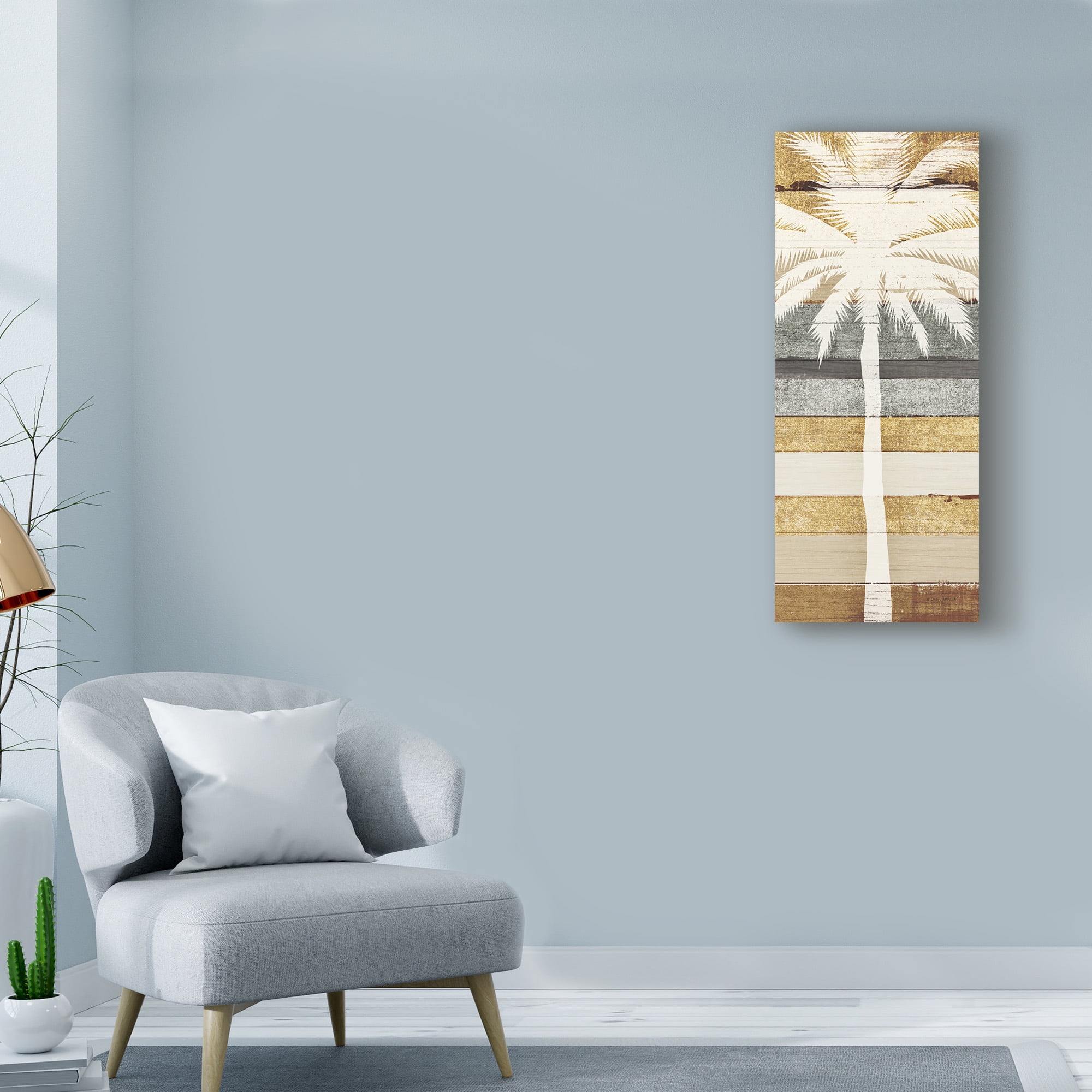 Trademark Fine Art 'Beachscape Palms IV Gold Neutral' Canvas Art by Michael Mullan