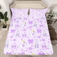 thumbnail image 2 of Feelyou Purple Princess Bow-tie Queen Sheet Sets, Swan Floral Bed Set, 4-Piece, 2 of 7
