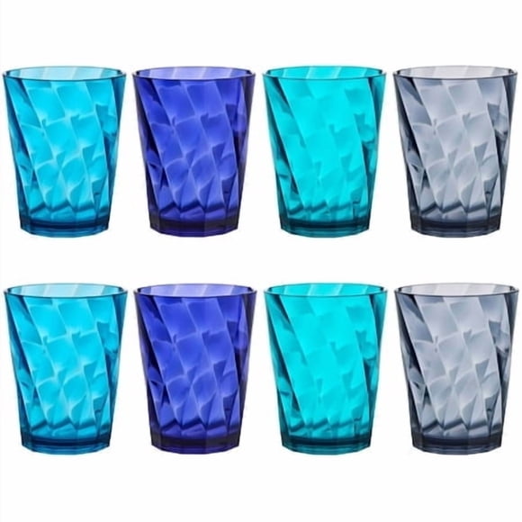 US Acrylic Optix Verres à Boire Réutilisables en Plastique (Ensemble de 8) Gobelets 14oz en Forme de Roches de Couleurs Côtières / Gobelets Sans BPA, Fabriqués aux É.-U. / Compatibles Lave-Vaisselle sur Support Supérieur