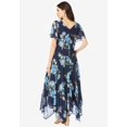 thumbnail image 2 of Roaman's Women's Plus Size Floral Sequin Flutter-Sleeve Gown – Handkerchief-Hem Maxi Dress, 2 of 5