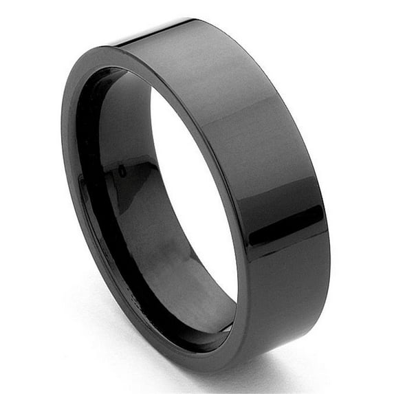 Titanium Kay Black Tungsten Carbide 7mm Flat Comfort Fit Mens Wedding Band Ring Sz 13.5