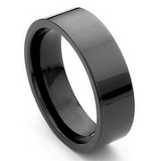 Titanium Kay Black Tungsten Carbide 7mm Flat Comfort Fit Mens Wedding Band Ring Sz 10.0