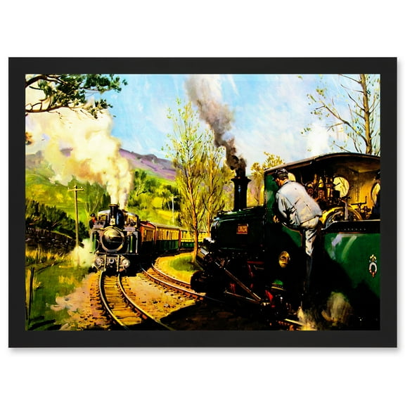 Transport Steam Train Ffestiniog Railway Wales A4 Artwork Framed Wall Art Print