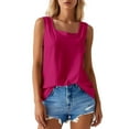 thumbnail image 2 of HUANBAI Women's Square Neck Shirt With Vest Design Cotton Tank Top, 2 of 5