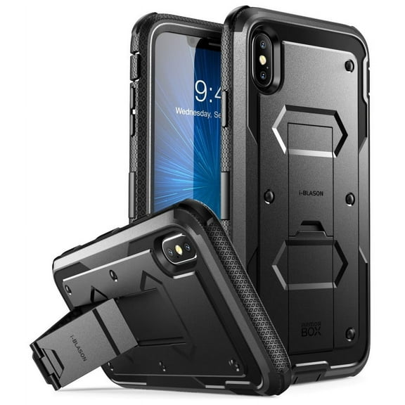 iPhone XS Max Case , [Armorbox] i-Blason [Built in Tempered Glass Screen Protector][Full body] [Heavy Duty Protection] [Kickstand] Shock Reduction Case foriPhone XS Max Case (2018)