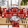 thumbnail image 3 of Table Runner Red Floral Leaves Table Decoration for Kitchen Dinning Ethnic Style Lattice Table Decoration for Indoor Outdoor Party Wedding Decor 13x72inch, 3 of 7