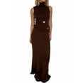 thumbnail image 2 of Womens French Two Piece Set Knit High Neck Vest and Midi Skirt Outfit Versatile Chic Brown M, 2 of 8