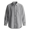 thumbnail image 6 of WMTBSRSW Men's Lightweight Long Sleeve Shirts with Chest Pocket Solid Lapel Button Down Shirts Casual Beach Vacation Outfits Gray 3X-Large, 6 of 7