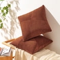 thumbnail image 3 of Set of 2 Sage Green Decorative Throw Pillow Covers 12x12 Inch Soft Corduroy Windmill Textured Striped Patchwork Cushion Cases for Sofa Bed Home Decor, 3 of 7