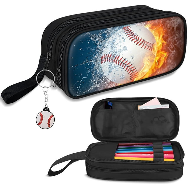 Estuche para lápices TILYTADLY Baseball de gran capacidad con llavero