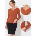 thumbnail image 2 of Blusa de trabajo elegante con cuello en forma de corazón y manga larga para mujer Caramelo L, 2 of 4