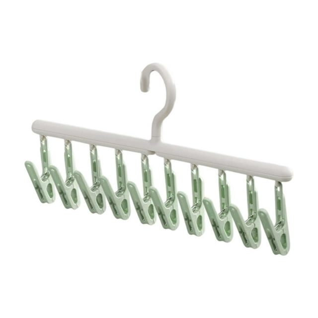 Tendedero de calcetines, percha de viaje con 10 pinzas, portátil, para pantalones de , sujetadores, guantes, bufandas y dormitorios. Verde