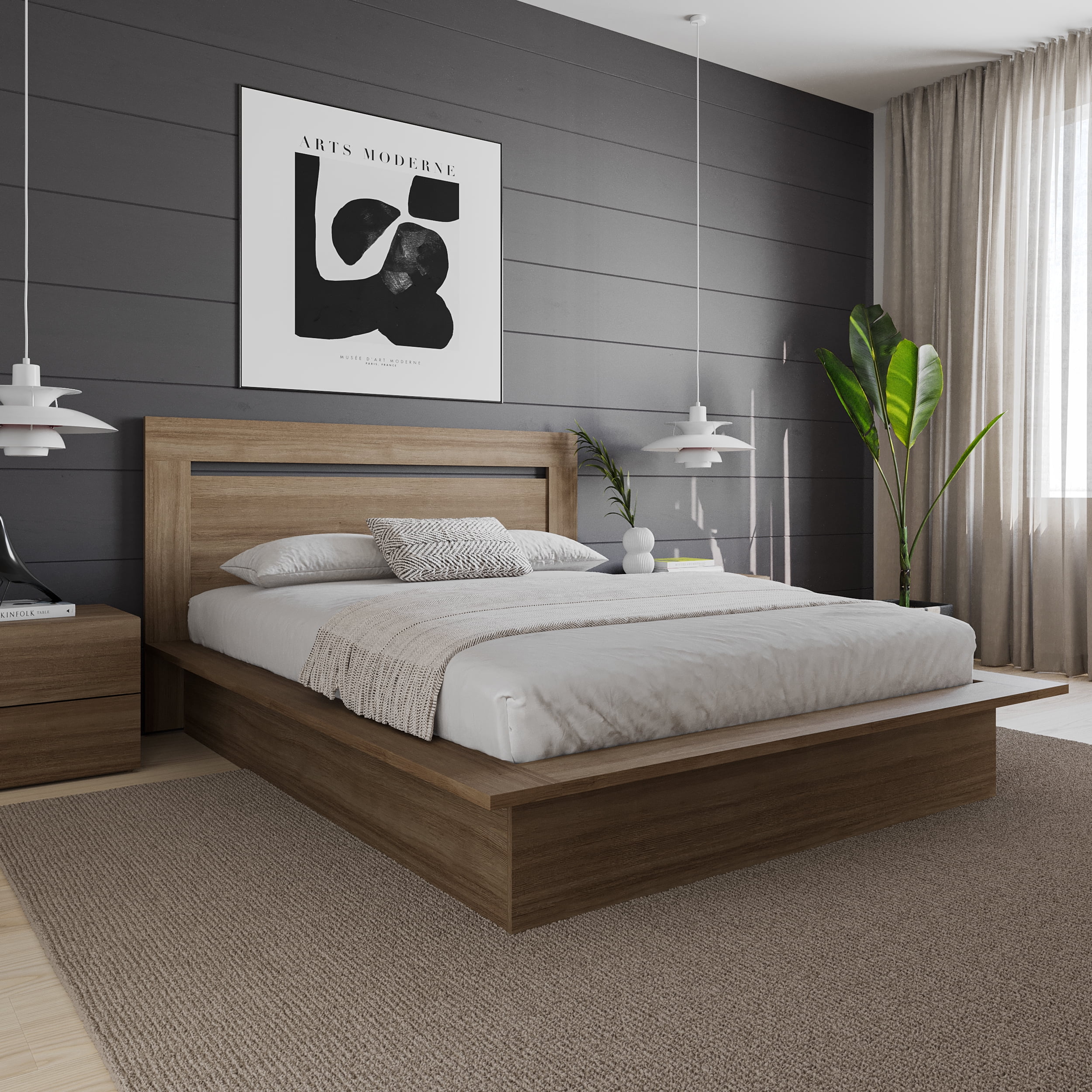 Nexera Malibu Queen Size Headboard, Brown Oak