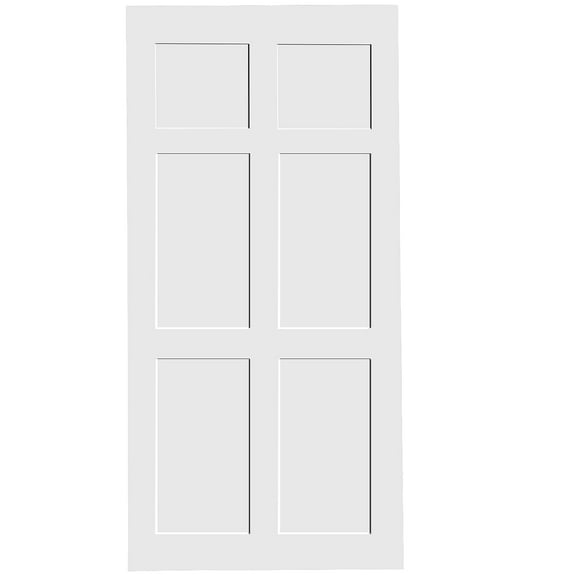 LiviNest 28x84 Inch White Barn Door: Six Panel Primed Interior Door Slab - Waterproof Anti-Deformation DIY Pre-Drilled Ready to Assemble for Bedroom Bathroom & Office Spaces