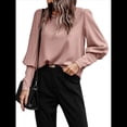 thumbnail image 3 of Blusa Elegante de Larga con Cuello Redondo para Mujer, Ideal para Otoño e Invierno, con Botones en la Espalda Rosa XXL, 3 of 7