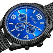 Men's Swiss Quartz Multifunction Dual Time Stainless Steel Black Bracelet Watch