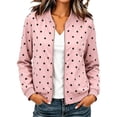 thumbnail image 6 of Enjoytime Lightweight Jacket Women Polka Dots Stand Collar Zip Up Bomber Jackets Fall Fashion Long Sleeve Casual Outerwear, 6 of 7