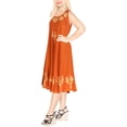 thumbnail image 3 of HAPPY BAY Women's Loose A-Line House Wear Beach Dresses L-XL Tangerine, Palm Tree, 3 of 5