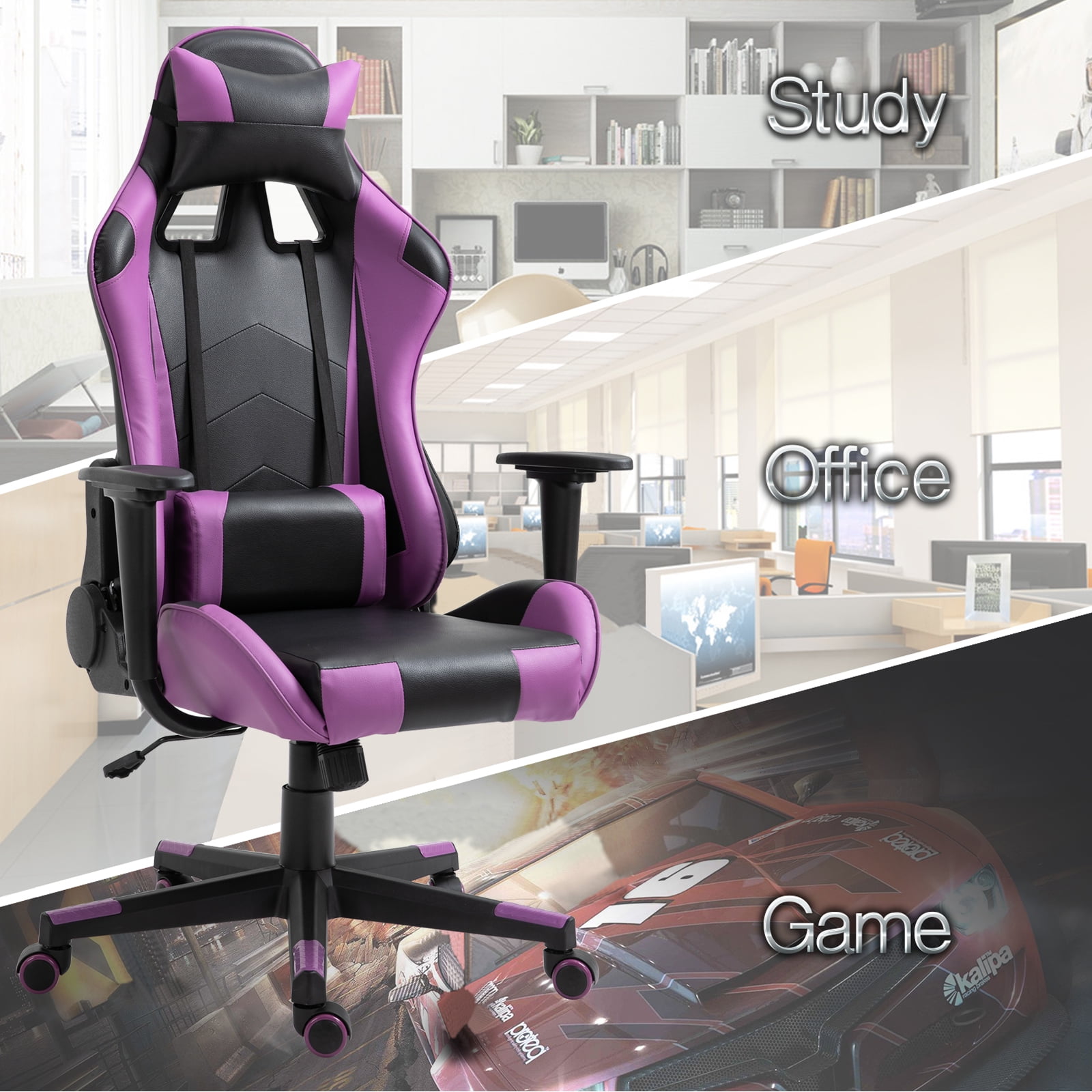 Including Headrest and Lumbar Support 2020 Upgrade Ergonomic and Swivel Office Game Chair ILFALZT Gaming Chair - Heavy-Duty Recliner Leather Computer Chair With Padded Seat and Adjustable Armrest 