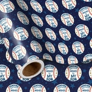 LeZakaa Baseball Birthday PresNok Wrapping Paper Roll for Son, Stars, Sending Birthday Wishes to My Son Gift Wrap for Son's Birthday of All Ages, for Boys, Men, Mini Roll, 17inches x 16.4Feet