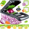 thumbnail image 2 of 15-in-1 Multifunctional Vegetable Chopper, Manual Food Slicer Grater, Onion Potato Cutter with Containers & Peeler, Portable Kitchen Gadgets for Home & Dorm Use, 2 of 13