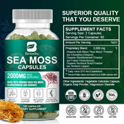 BEWORTHS Organic Sea Moss Capsules 2000mg with Burdockroot, for Immune Boost, Skin & Joint Health, Gut Cleanse & Thyroid Support - 120 Capsules