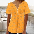 thumbnail image 2 of Womens Printed V-neck Button Up Short Seeved Top, 2 of 4