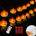 thumbnail image 1 of Luces de Halloween, Guirnalda de Luces Festivas de 20 Ft con 40 LED para Decoración Interior y Exterior, Guirnalda de Calabazas Impermeable de 8 Modos a Batería para Decoraciones de Fiesta, 1 of 9