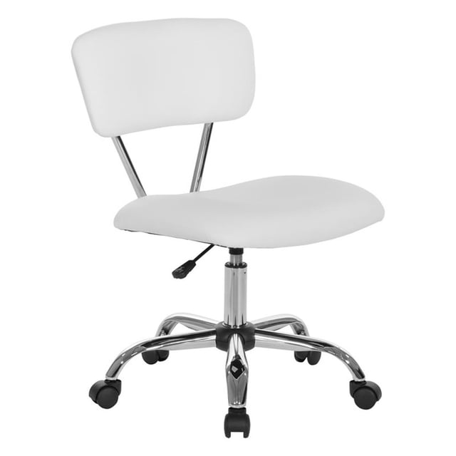 Scranton & Co Task Office Chair in White Vinyl with Chrome Base