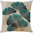 thumbnail image 4 of Throw Pillow Cases Pack of 4 Green and Gold Leaves Cushion Covers 18x18 inch Linen Square Throw Pill, 4 of 5