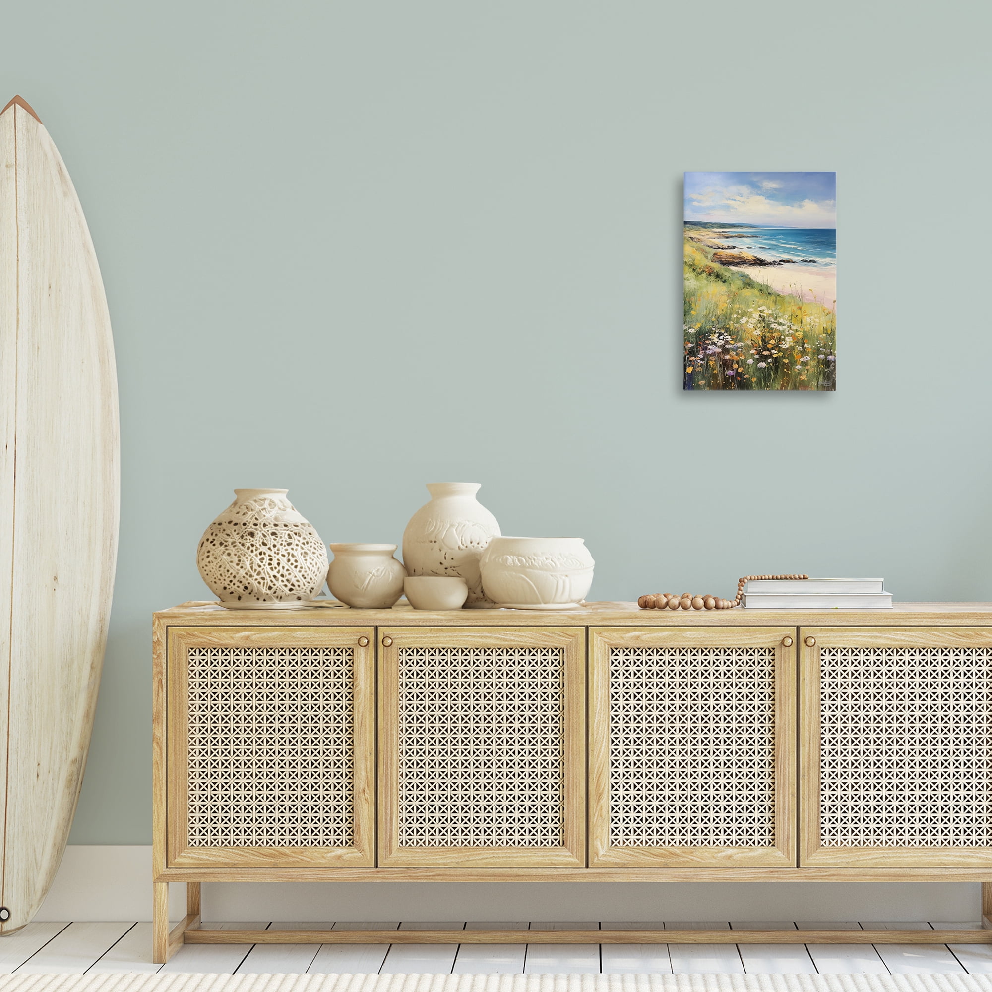 Stupell Industries Meadow Beside Beach Landscape Painting Gallery Wrapped Canvas Art Print Wall Art, 16 x 24