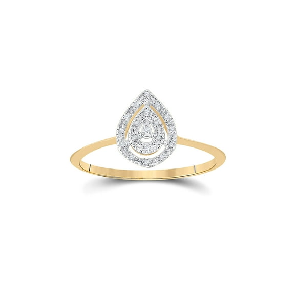 10kt Yellow Gold Womens Round Diamond Teardrop Ring 1/20 Cttw