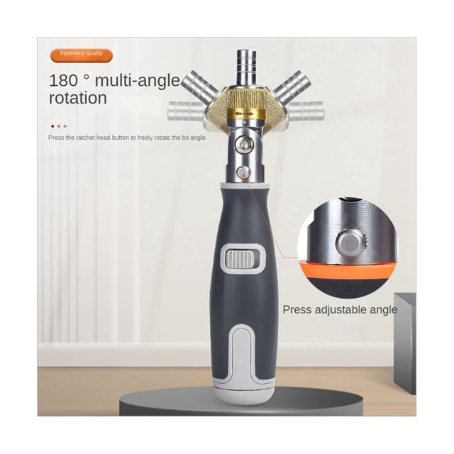 Jeu de Tournevis Orange 10-en-1 Tournevis Multi-Angle à Déformation Bidirectionnelle avec Tête Batch