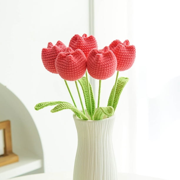 Flores artificiales, plantas artificiales, decoración de flores falsas, ramo de punto, ramo de flores artificiales falsas para decoración de hogar, oficina, fiesta, boda, regalo de cumpleaños, tulipan