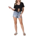 thumbnail image 2 of INSPIRE CHIC Crochet Cardigan for Women's Summer Tie Front Hollow Out Short Sleeve Crop Shrug XL Black, 2 of 6