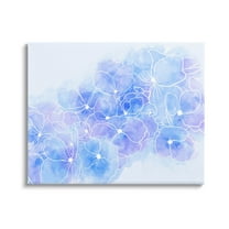 Pastel Blue Flower Outlines Botanical & Floral Graphic Art Gallery Wrapped Canvas Print Wall Art