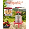 thumbnail image 2 of VEVOR 3.69 Gal/14L Fruit Wine Press, Stainless Steel Basket with Cross-beam and Triangular Structure, Manual Juice Maker, Cider Apple Grape Tincture Making Press with T-Handle for Kitchen Home, 2 of 9