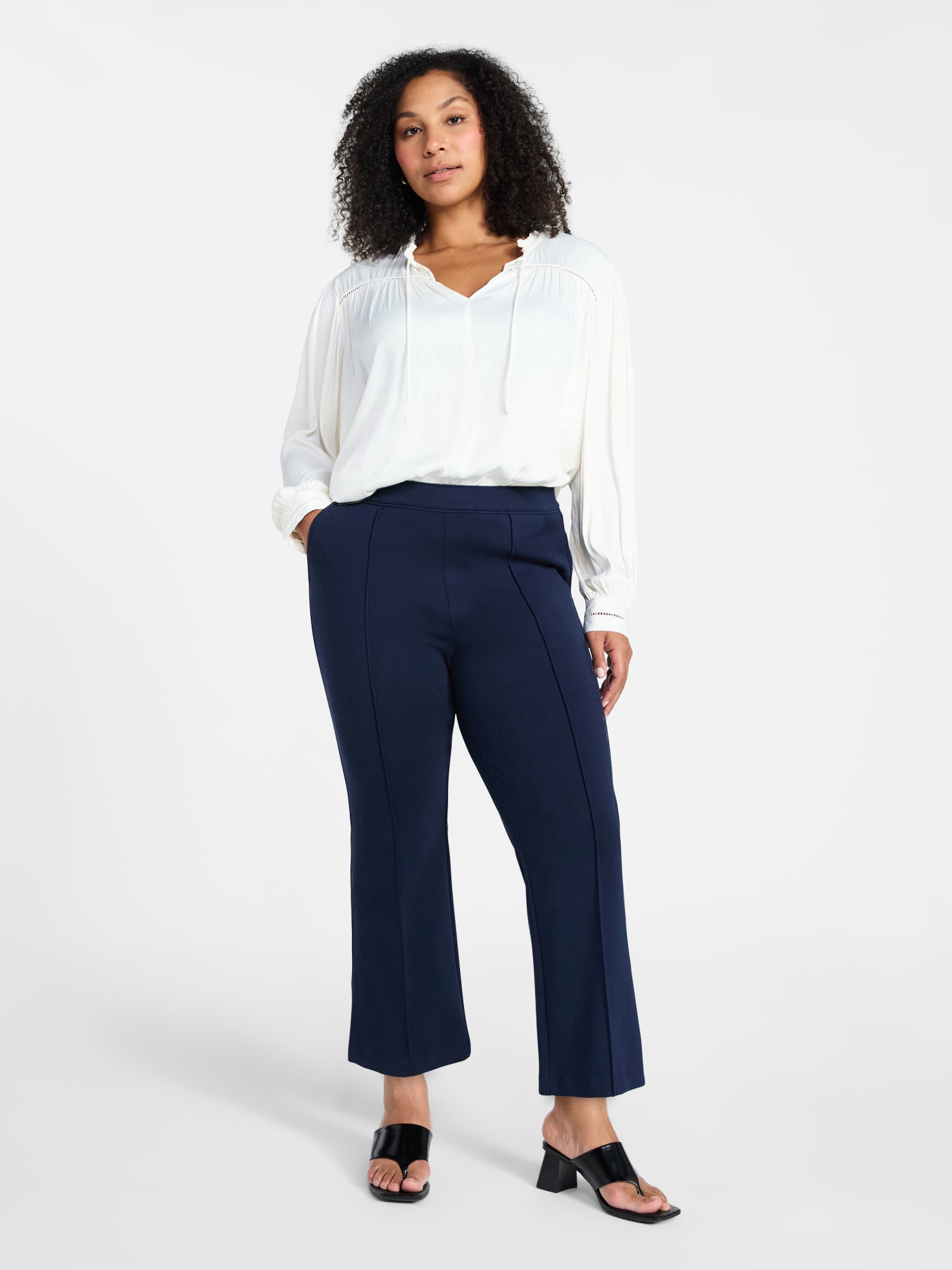 Time and Tru Women's Cropped Flare Pants, 26" Inseam, Size XS-XXXL