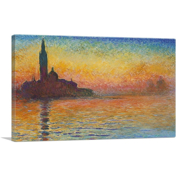 ARTCANVAS San Giorgio Maggiore at Dusk Sunset Venice Italy Canvas Art Print by Claude Monet - Size: 26" x 18" (0.75" Deep)