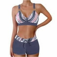 thumbnail image 2 of Awdenio Tankini Swimsuits for Women Printed Ruched Bikini Sets 2 Piece Bathing Suit High Waist Swimsuit with Shorts, 2 of 3