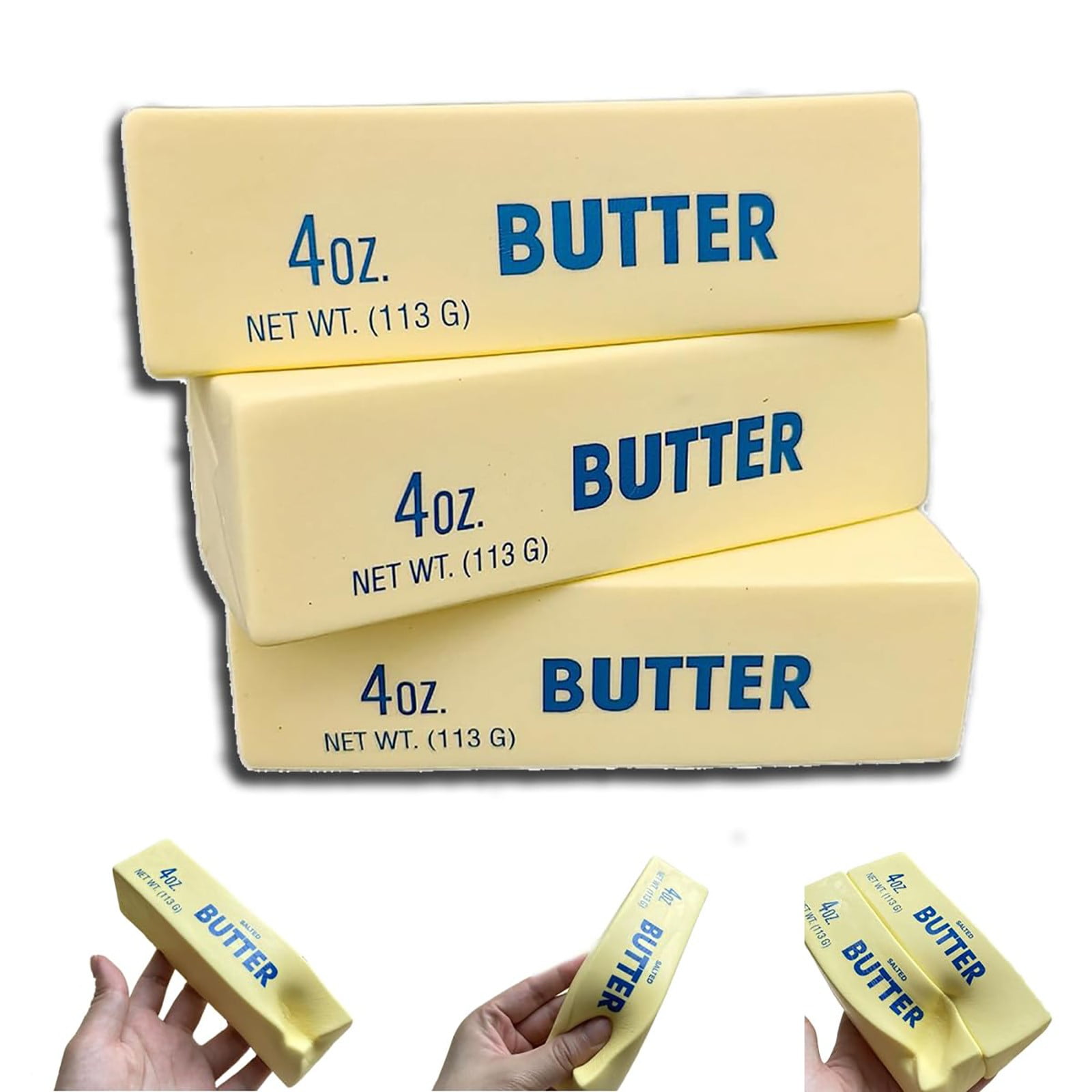 Squeeze Butter Toys Stress Relief, Adults Butter Stick Slow Rising Figure Stress Relief Fidget Toys for Anxiety Relief Hand Relax Salted Butter Bar Soft Foam Stick Squeeze Ball (Yellow)