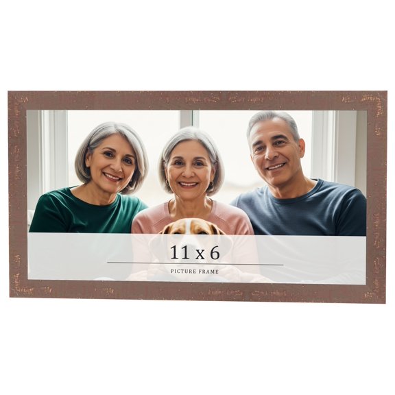 11x6 Distressed Brown Real Wood Picture Frame Width 1.25 inches | Interior Frame Depth 0.5 inches |