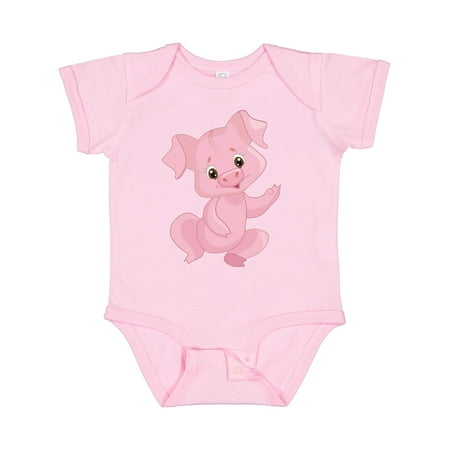 

Inktastic Cute Pink Pig Waving Gift Baby Boy or Baby Girl Bodysuit