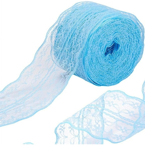 5 Rolls 54.68 Yards 1 3/4 Inch Light Blue Lace Ribbon Trim Vintage Crochet Lace Roll Scalloped Edge Polyester Lace Trimming Bulk for Sewing Making Crafts Flower Bouquet Wedding Bridal Dress Camel