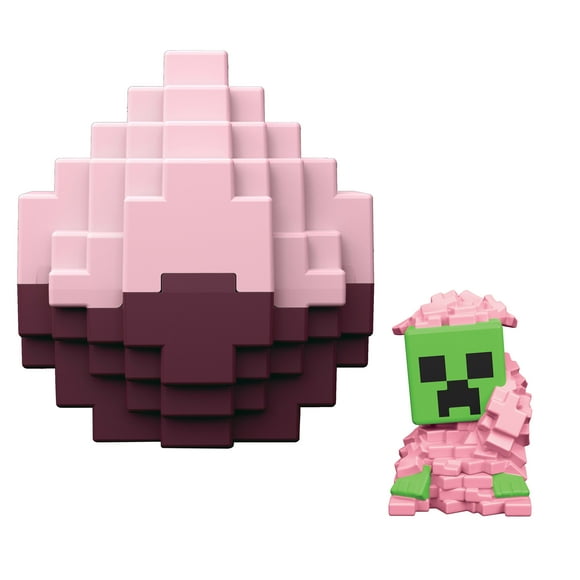 Minecraft Mini Mode Spawn Egg with Mini Figure, Cherry Blossom, 1.5-inch Toy, Petal Pile Creeper