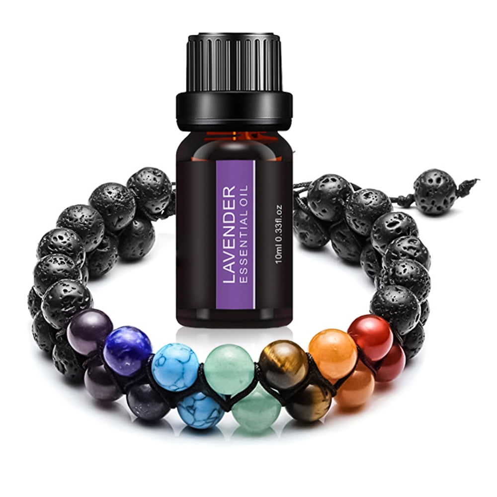 MengPa Lava Rock Bracelet Yoga Aromatherapy Anxiety Essential Oil Diffuser Volcanic Stone Bead Bangle for Women Men 