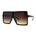 thumbnail image 2 of Flat Top Mobster Square Rectangle Oversize Plastic Sunglasses All Brown, 2 of 4