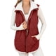 thumbnail image 4 of Chaquetas y abrigos casuales sin mangas y sin capucha para mujer, chalecos de invierno para mujer, chaqueta polar sin mangas, cuello alto con cremallera, abrigo largo cálido con cordón y bolsillos, ro, 4 of 9
