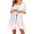 thumbnail image 3 of HBFAGFB Lightweight Cardigans for Women Simple Irregular Short Sleeved Top Versatile Coat White One Size, 3 of 3